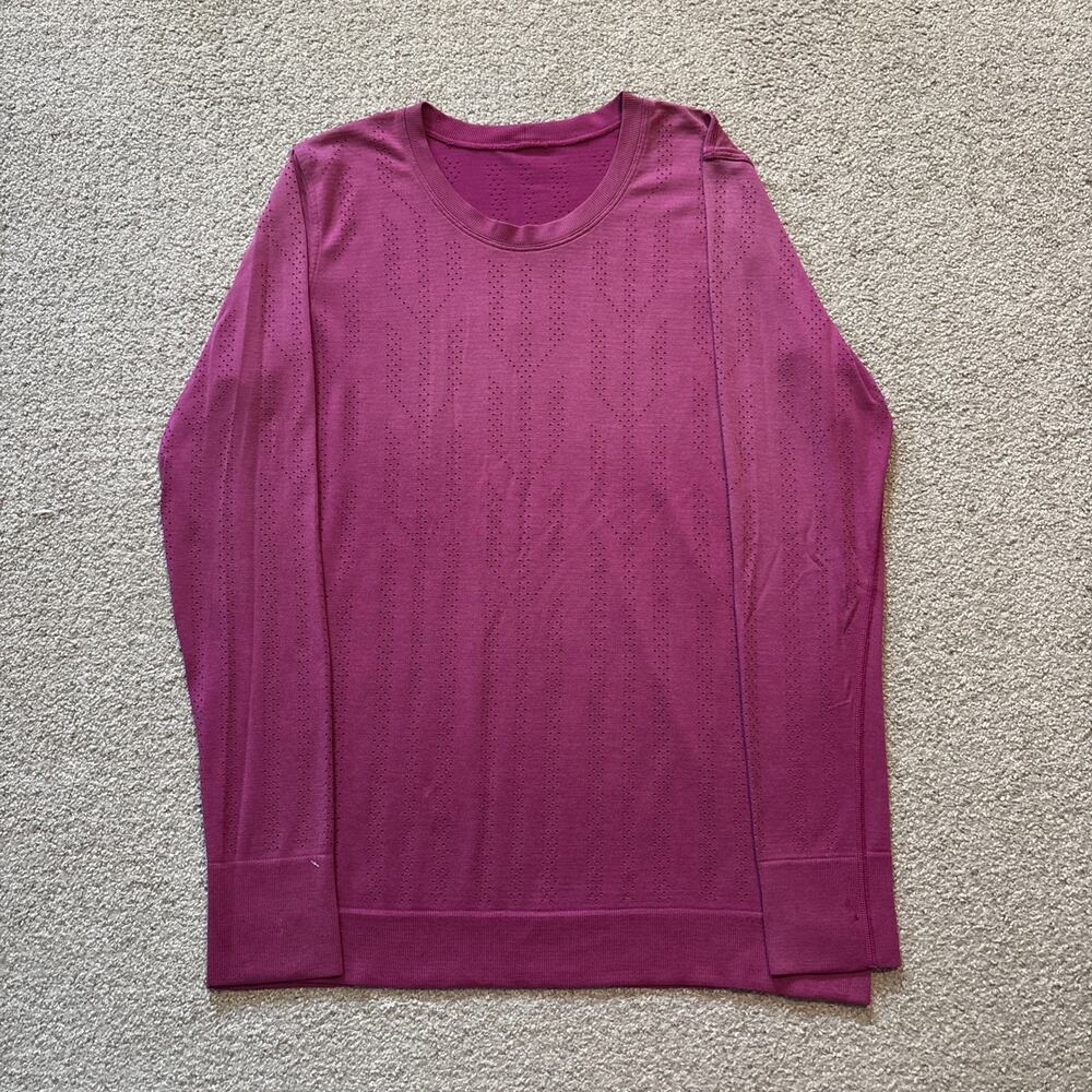 Lululemon Swiftly Breathe Long Sleeve Ripe Raspberry Size 8 Lightweight Gym